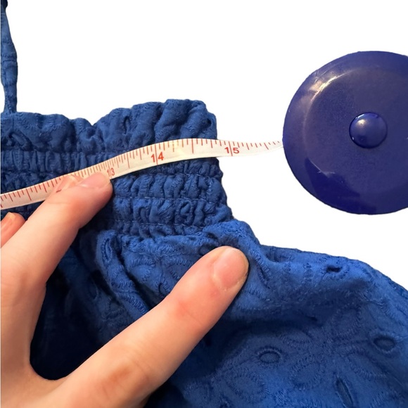 Crown & Ivy Colbaly Blue Mini Dress-Eyelet, Cottage, Coastal, Boho, Maximalist! - Picture 13 of 15